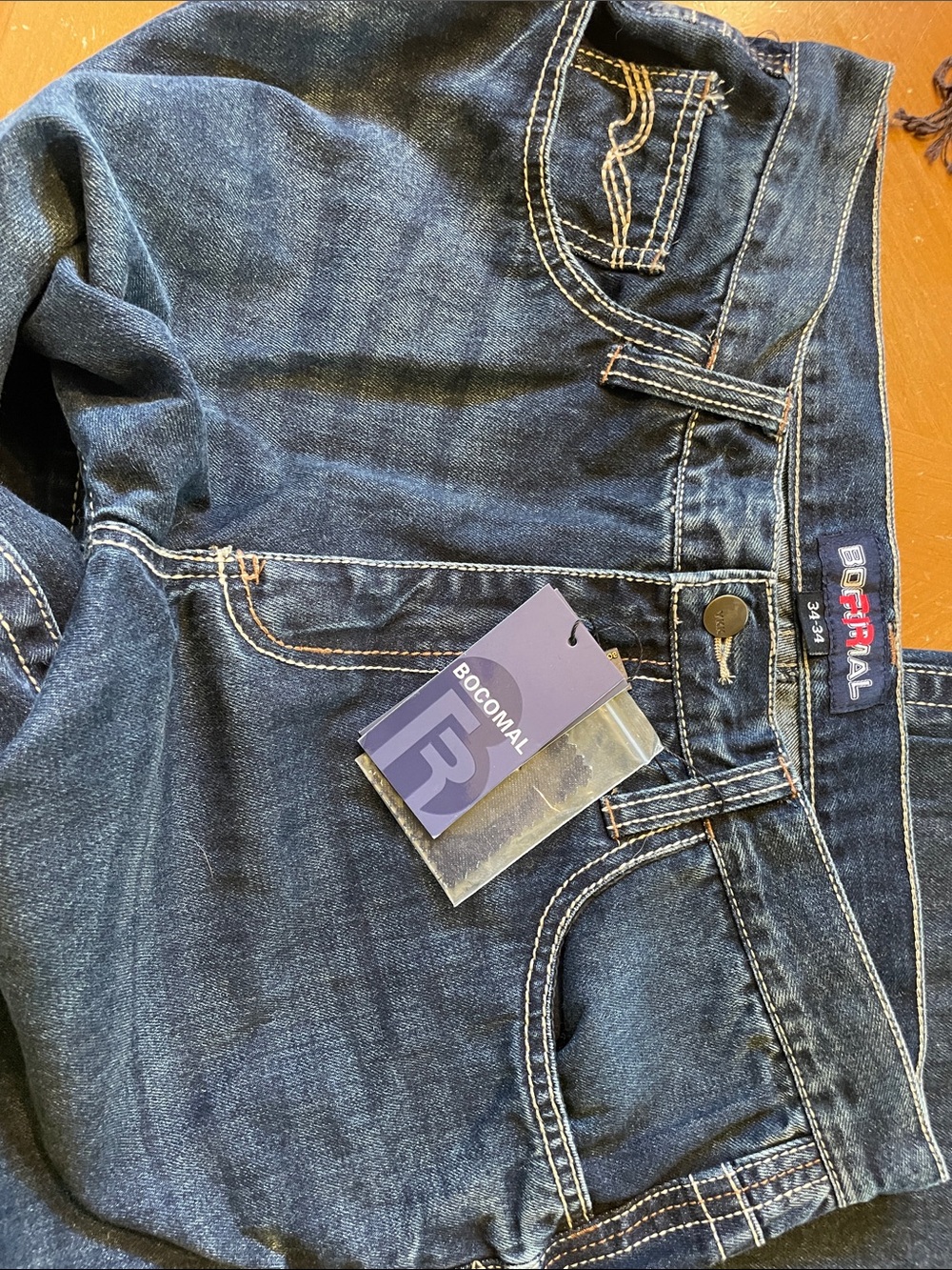 BOCOMAL Dark Blue Relaxed Men’s Jeans - Picture 2 of 3